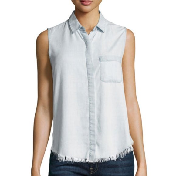 DL1961 The Blue Shirt Shop N7th & Kent Raw Hem Tank Size Medium - Picture 5 of 5